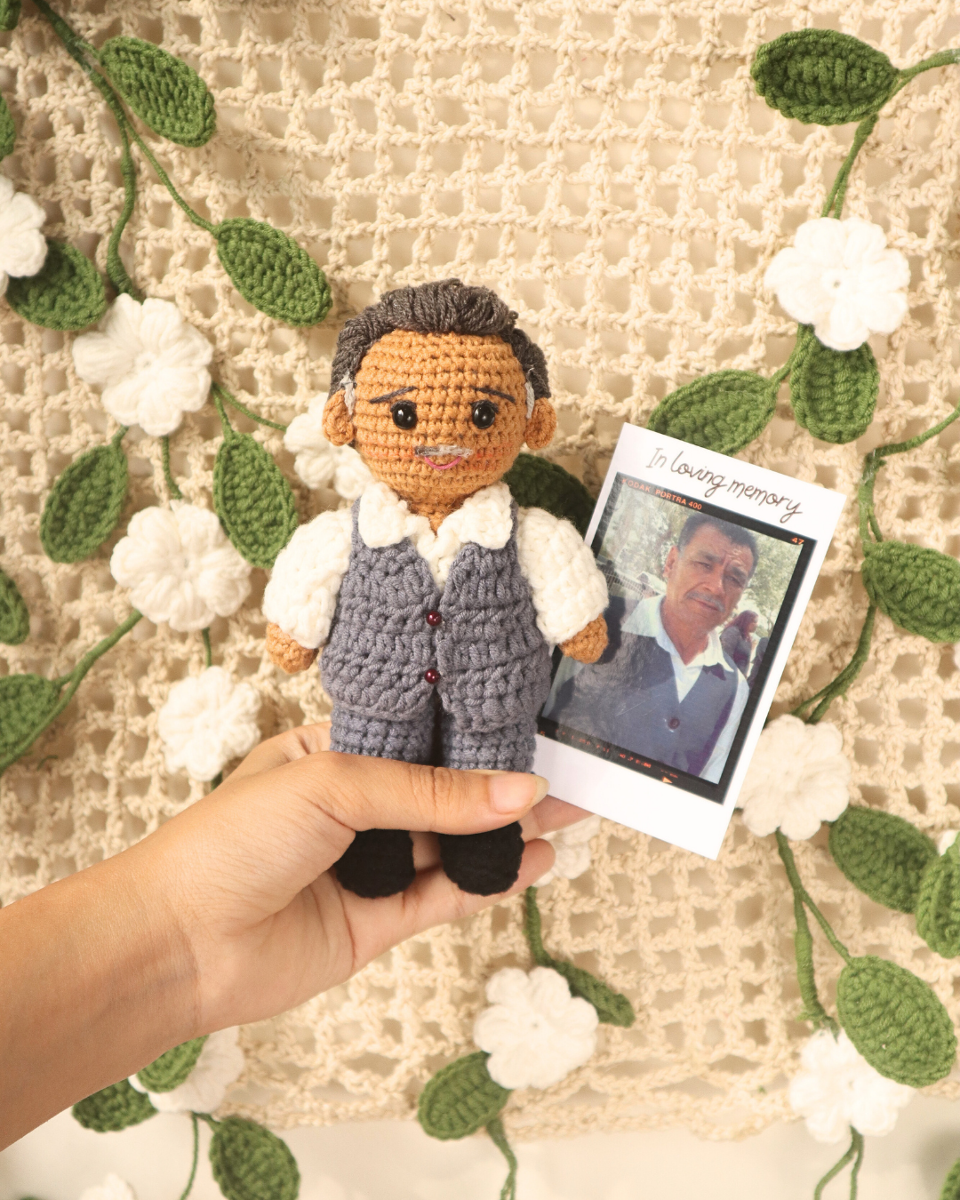 Rustic® - Personalized Crochet Doll with Photo Card