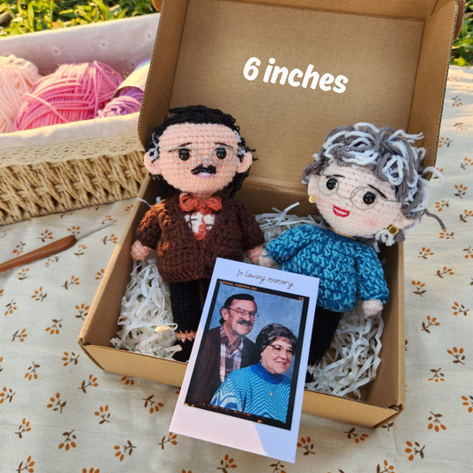 Rustic - Personalized Couple Crochet Dolls with Photo Card