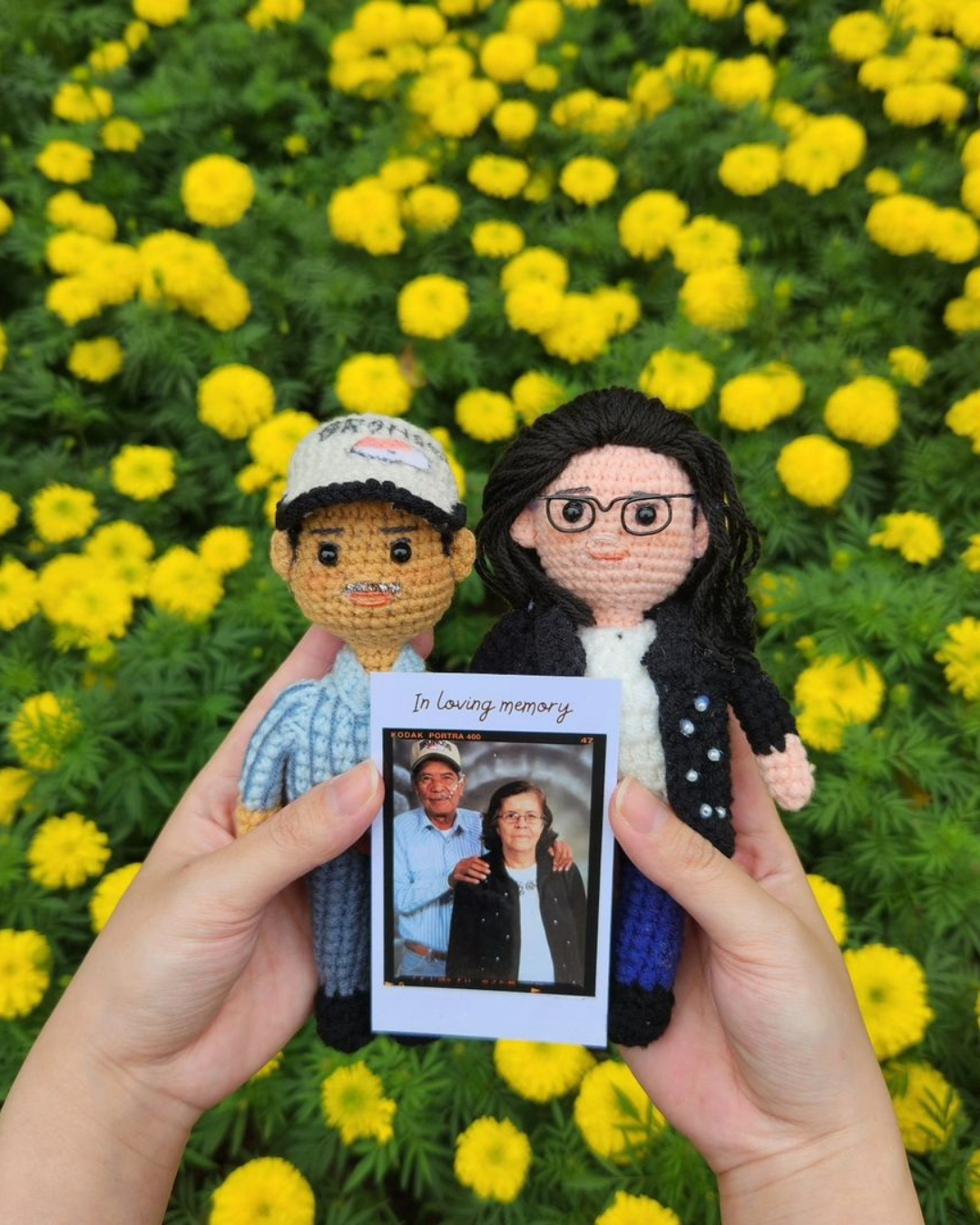 Rustic - Personalized Couple Crochet Dolls with Photo Card