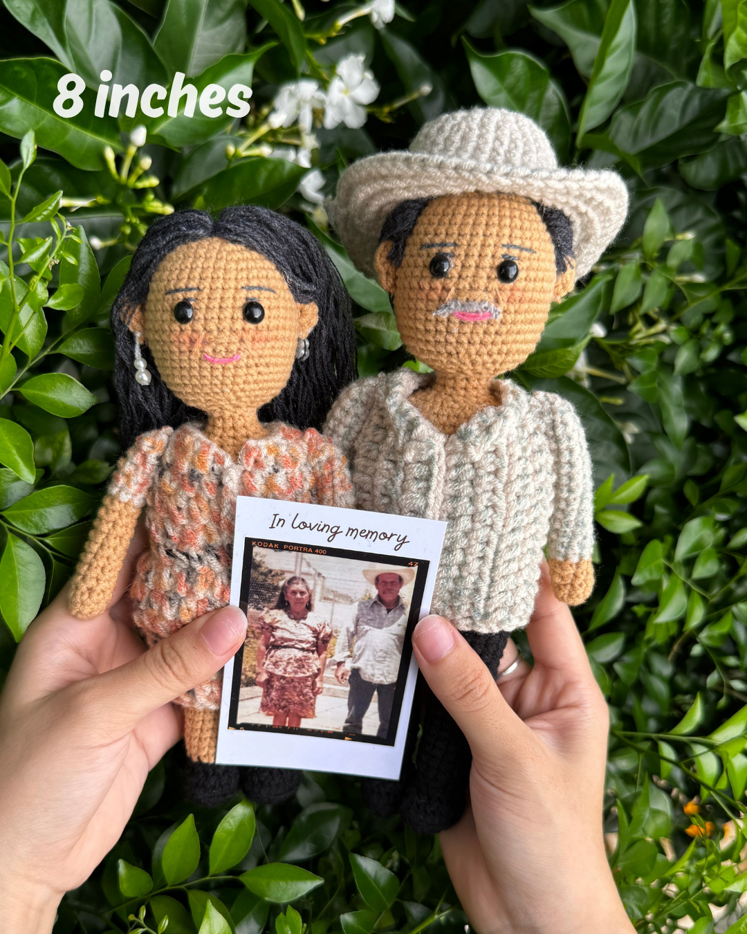 Rustic - Personalized Couple Crochet Dolls with Photo Card