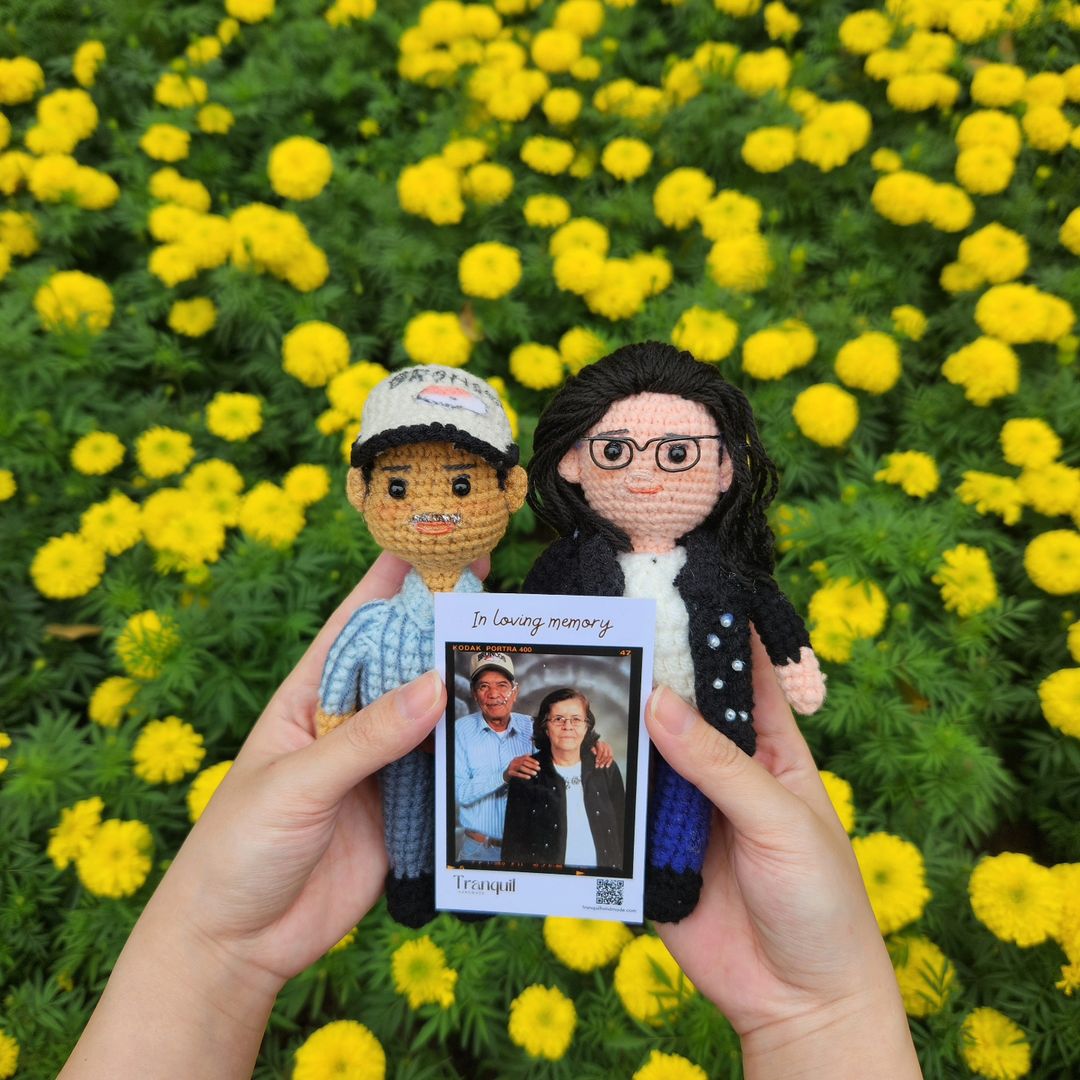 Rustic - Personalized Couple Crochet Dolls (In Loving Memory Card)