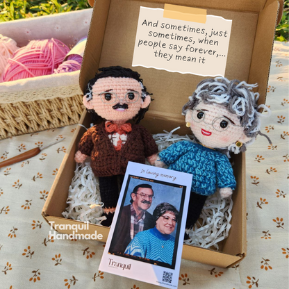 Rustic - Personalized Couple Crochet Dolls (In Loving Memory Card)