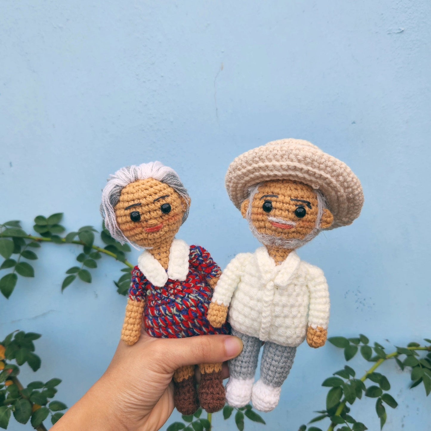 Rustic - Personalized Couple Crochet Dolls (In Loving Memory Card)